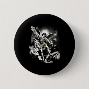 Macaron Rond 5 Cm Saint Michel vainquant Satan Archange Guerrier