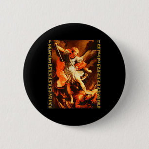 Macaron Rond 5 Cm Saint Michel vainquant Satan Archange Guerrier