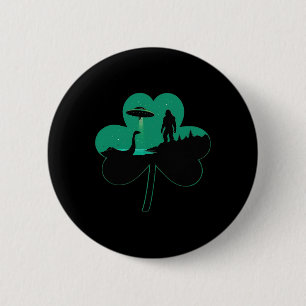 Macaron Rond 5 Cm Saint-Patrick Hommes Alien Ufo Shamrock Sasquatch 