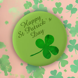 Macaron Rond 5 Cm Saint Patrick`s Day Bonne chance Shamrock
