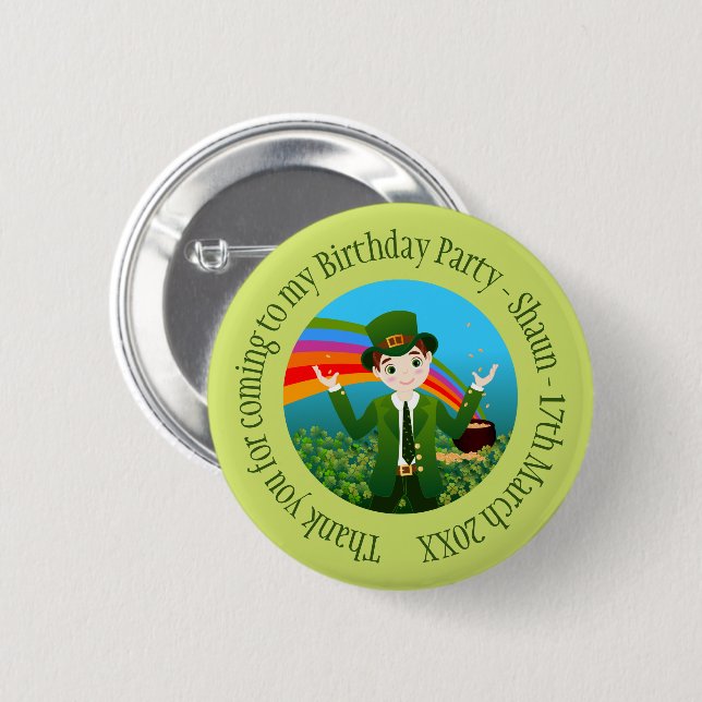 Macaron Rond 5 Cm Saint Patrick's Birthday Boy Merci (Devant & derrière)