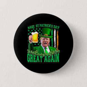 Macaron Rond 5 Cm Saint Patrick's Day Great again Funny Trump 3