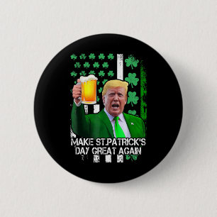 Macaron Rond 5 Cm Saint Patrick's Day Great again Funny Trump avec l