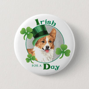 Macaron Rond 5 Cm Saint Patrick's Day Pembroke Welsh Corgi