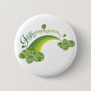 Macaron Rond 5 Cm Saint Patrick's Day Shenanigans Shamrock irlandais