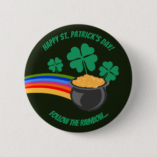 Macaron Rond 5 Cm Saint Patrick's Day suivez le rainbow Button