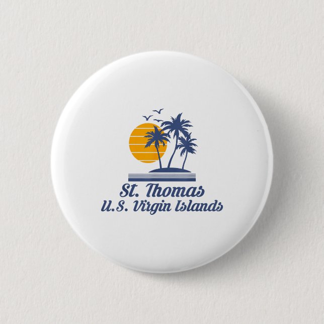 Macaron Rond 5 Cm Saint Thomas Us Virgin Islands Plage Caraïbes (Devant)