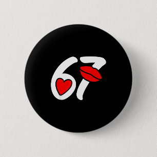 Macaron Rond 5 Cm Saint-Valentin 67 Meme Lèvres Et Cœur Drôle Six S