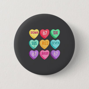 Macaron Rond 5 Cm Saint-Valentin 67 Meme Six Sept Cœur Enfants 6 7 B