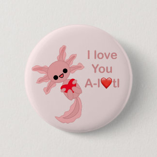 Macaron Rond 5 Cm Saint Valentin Amour Coeur Axolotl Pin-On Bouton