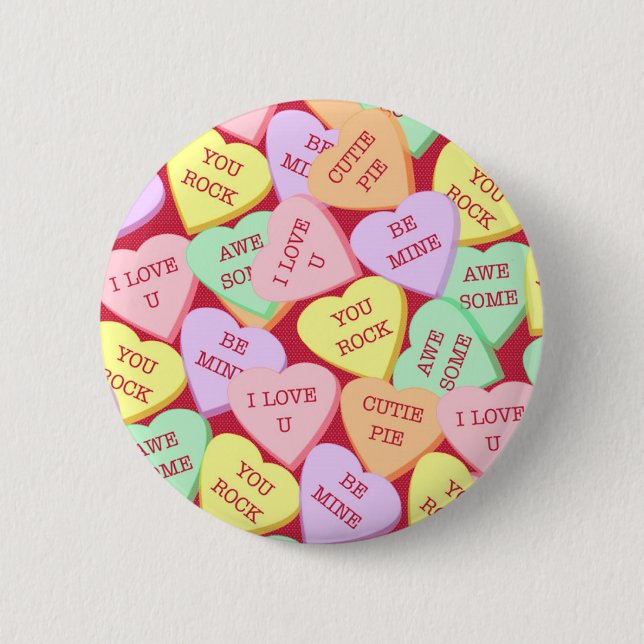 Macaron Rond 5 Cm Saint Valentin Coeurs bonbons (Devant)