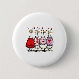 Macaron Rond 5 Cm Saint-Valentin drôle de l'oie sotte Tendance Saint