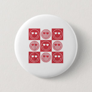 Macaron Rond 5 Cm Saint Valentin Hippie Super Sourire Visage Coeur C