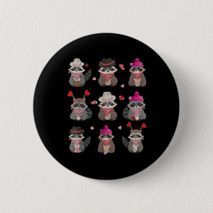 Macaron Rond 5 Cm Saint Valentin Raccoon Jour Funny Racoon Coeurs An