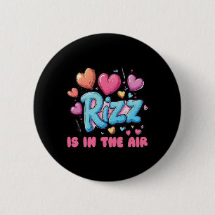 Macaron Rond 5 Cm Saint-Valentin Rizz - Citation de mème de cœurs mi