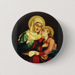 Macaron Rond 5 Cm Sainte Anne et Vierge Marie