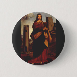 Macaron Rond 5 Cm Sainte-Barbe Icône Sacrée Art Graphique
