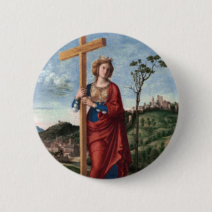 Macaron Rond 5 Cm Sainte Hélène avec la Vraie Croix Art sacré