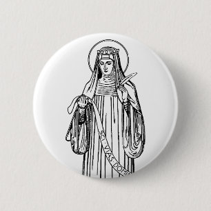 Macaron Rond 5 Cm Sainte Hildegarde de Bingen Mystique médiévale