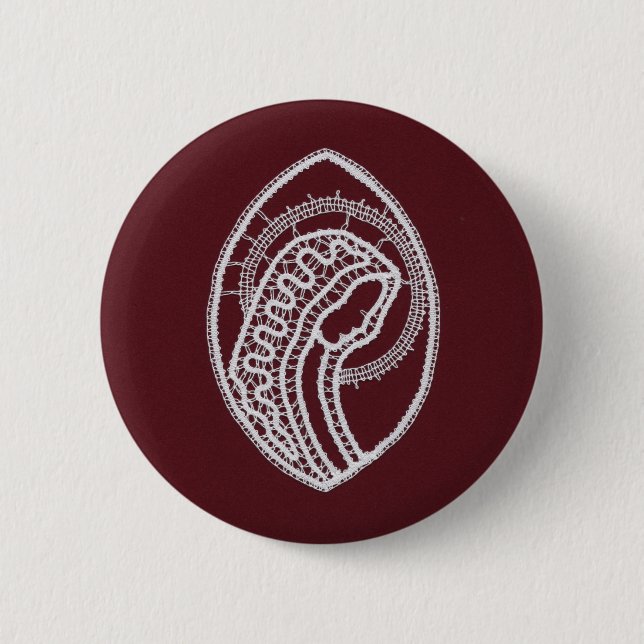 Macaron Rond 5 Cm Sainte Vierge Marie, dentelle (Devant)