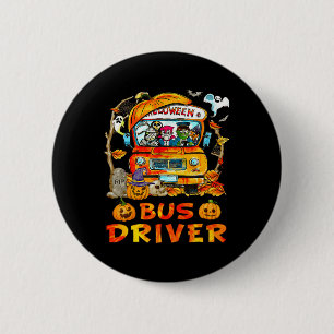 Macaron Rond 5 Cm Saison Citrouille du conducteur de bus scolaire Sq