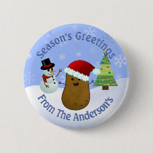 Macaron Rond 5 Cm Saison de pommes de terre de Noël Salutation perso