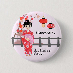 Macaron Rond 5 Cm Sakura Cerry Blossom Japonaise Fête d'Anniversaire