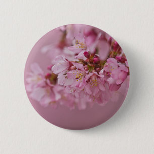 Macaron Rond 5 Cm Sakura Cherry Blossoms rose pâle Réflexions
