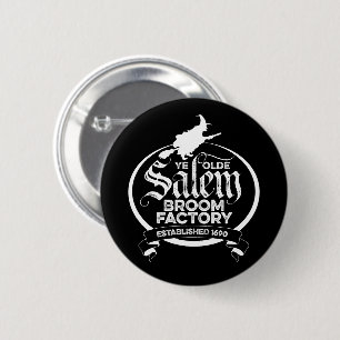 Macaron Rond 5 Cm Salem Witch Broom Factory - drôle vintage gothique