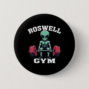 Macaron Rond 5 Cm Salle de sport extraterrestre drôle Ufo Roswell Bo