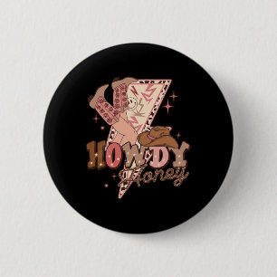 Macaron Rond 5 Cm Salut Chérie Saint-Valentin Western Country Rétro