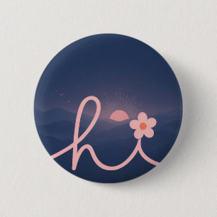 Macaron Rond 5 Cm "salut" Conception de coucher de soleil de montagn