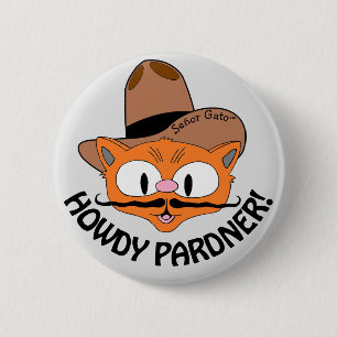 Macaron Rond 5 Cm SALUT PARTENAIRE ! Chat à moustache de dessin anim