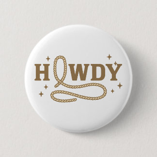 Macaron Rond 5 Cm Salut Typographie de Corde Western Rétro