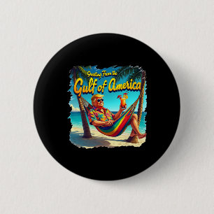 Macaron Rond 5 Cm Salutation Du Golfe De L'Amérique Trump Patrio