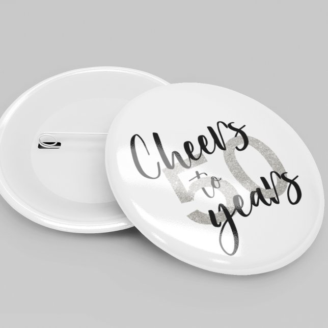 Macaron Rond 5 Cm Salutations à 50 ans Parties scintillant 50e anniv (Créateur téléchargé)