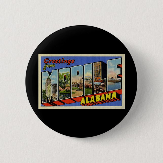 Macaron Rond 5 Cm Salutations d'Alabama mobile (Devant)