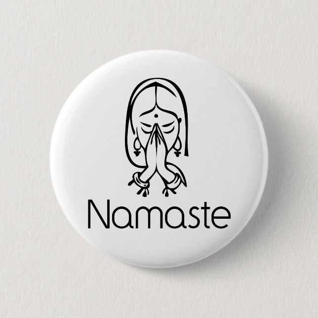 Macaron Rond 5 Cm Salutations - Namaste (Devant)