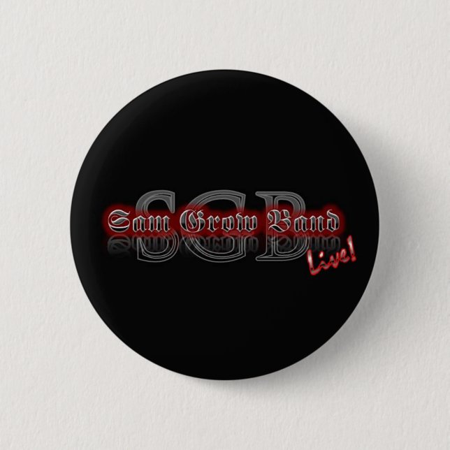 Macaron Rond 5 Cm Sam élèvent le bouton de bande avec le logo noir (Devant)