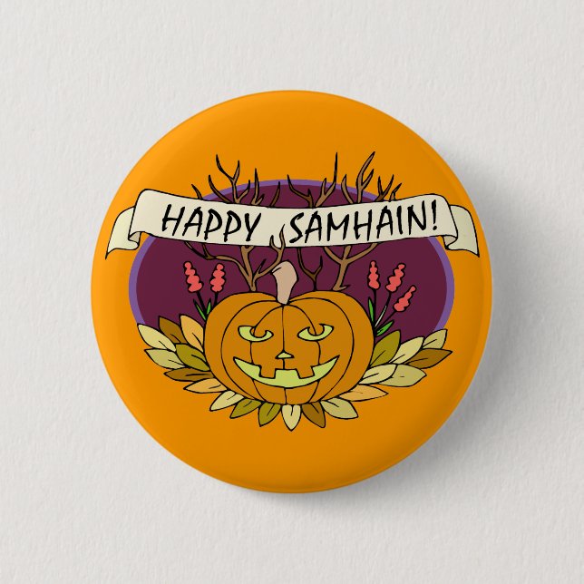 Macaron Rond 5 Cm Samhain heureux (Devant)