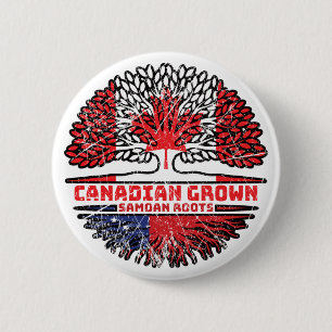 Macaron Rond 5 Cm Samoa Samoan Canadian Canada Arbre Roots Drapeau