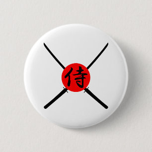 Macaron Rond 5 Cm SAMURAI - Épée & Kanji