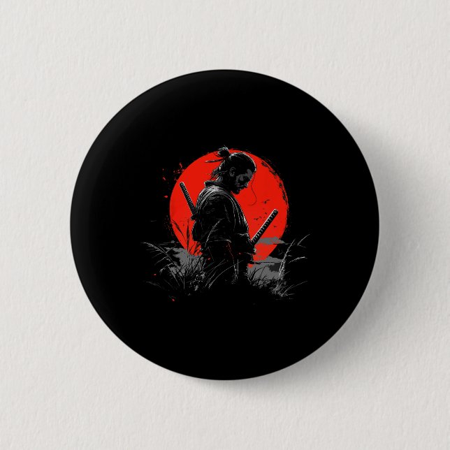 Macaron Rond 5 Cm Samurai Spirit Graphic Modern Warrior's (Devant)