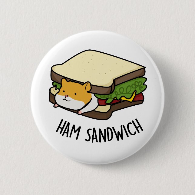Macaron Rond 5 Cm Sandwich au jambon Funny Hamster Pun (Devant)