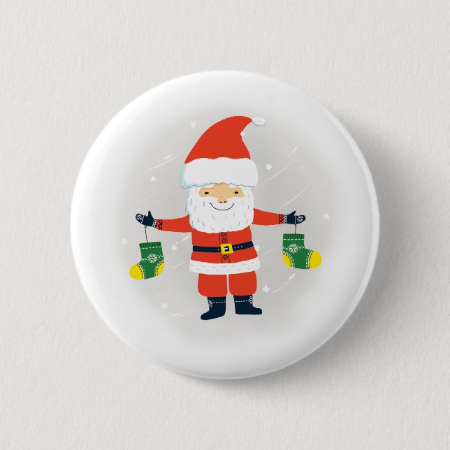 Macaron Rond 5 Cm Santa Claus (Devant)