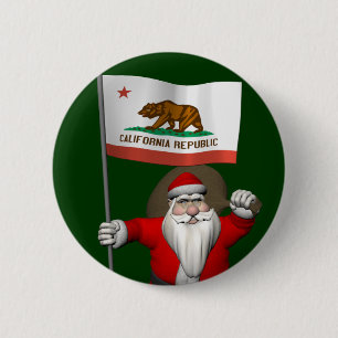 Macaron Rond 5 Cm Santa Claus Avec L'Enseigne De Californie