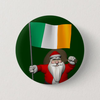 Macaron Rond 5 Cm Santa Claus Avec L'Ensigne D'Irlande