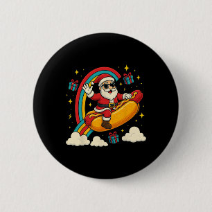 Macaron Rond 5 Cm Santa Claus Hotdog Funny Noël Design