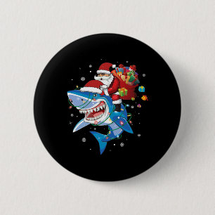 Macaron Rond 5 Cm Santa Claus Riding Shark Lover Joyeux Noël Xma