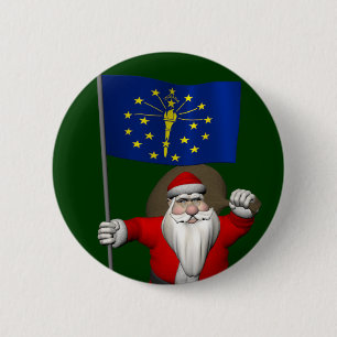 Macaron Rond 5 Cm Santa Claus With Ensign Of Indiana
